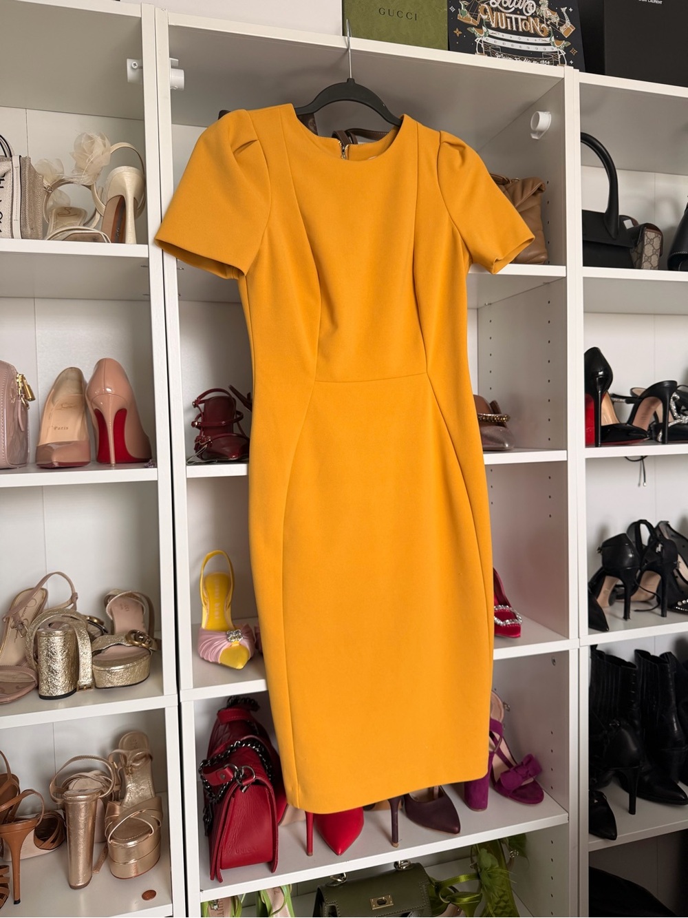 Calvin Klein Mustard Yellow Sheath Dress